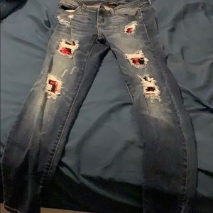 NWOT Judy Blue Plaid ripped jeans skinny jeans